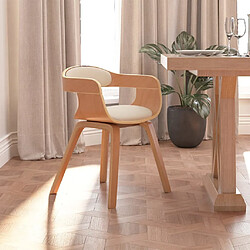 Maison Chic Chaises à manger,Chaise pour cuisine Crème Similicuir et bois courbé -MN72784