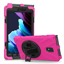 Coque en TPU + Silicone avec béquille pivotante à 360° et fente pour stylo rose pour votre Samsung Galaxy Tab Active 3 T570/T575/T575N/T577