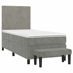 Avis Maison Chic Lit Adulte - Lit simple Lit à sommier tapissier et matelas moelleux - Meuble de Chambre - Gris clair 100x200cm Velours -MN71742