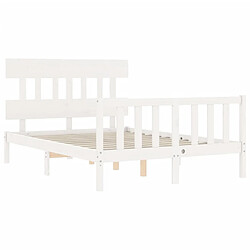 Maison Chic Lit adulte - Cadre Structure de lit avec tête de lit Contemporain blanc 140x200 cm bois massif -MN83134 pas cher