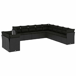 Maison Chic Salon de jardin 11 pcs avec coussins | Ensemble de Table et chaises | Mobilier d'Extérieur noir résine tressée -GKD77942