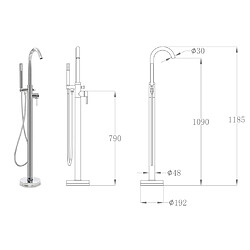 vidaXL Robinet de baignoire sur pied Acier inoxydable 118,5 cm pas cher