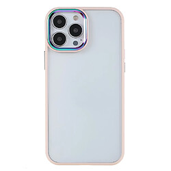 Coque en TPU + acrylique multicolore, électroplaqué avec protection de l'objectif de la caméra rose pour votre iPhone 12 Pro Max 6.7 pouces