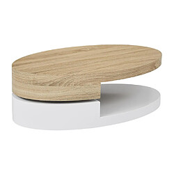 Avis Vente-Unique Table basse avec plateau pivotant - MDF - Naturel et blanc - VITALY