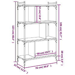 vidaXL Bibliothèque à 4 niveaux noir 76x32x123 cm bois d'ingénierie pas cher