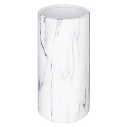 Vase Déco Cylindrique Effet Marbre 20cm Blanc