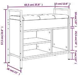 vidaXL Banc à chaussures chêne marron 65,5x32x57,5cm bois d'ingénierie pas cher