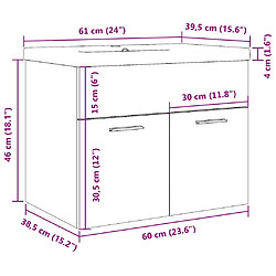 vidaXL Armoire lavabo de salle de bain avec bassin intégré gris béton pas cher