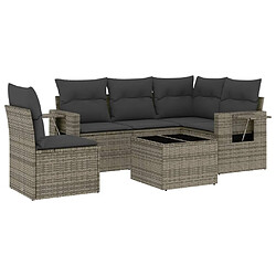 Maison Chic Salon de jardin 6 pcs avec coussins | Ensemble de Table et chaises | Mobilier d'Extérieur gris résine tressée -GKD72400