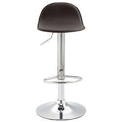 Decoshop26 Tabouret de bar x1 avec repose-pieds en PVC marron pied trompète en métal chromé 10_0005069