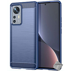 Htdmobiles Coque silicone gel carbone pour Xiaomi 12 Pro 5G + film ecran - BLEU FONCE