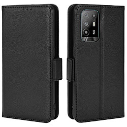 Etui en PU texture litchi avec support, noir pour votre Oppo F19 Pro+ 5G/A94 5G/A95 5G/Reno5 Z