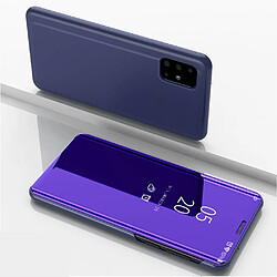 Etui en PU surface miroir avec support et fenêtre de visualisation bleu foncé pour votre Samsung Galaxy A51 5G SM-A516