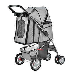 Helloshop26 Poussette pour chien pet stroller poussette buggy pour chien protège-pluie à pousser roadster comprenant sac à courses gris 03_0003516