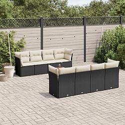 Maison Chic Salon de jardin 9 pcs avec coussins | Ensemble de Table et chaises | Mobilier d'Extérieur noir résine tressée -GKD19605