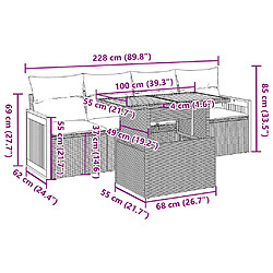 vidaXL Salon de jardin avec coussins 5 pcs beige résine tressée acacia pas cher