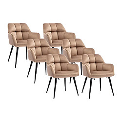 Lot de 6 chaises avec accoudoirs - Velours et métal - Beige - PEGA de PASCAL MORABITO