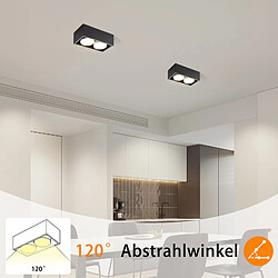 Avis NETTLIFE 2 Spots de plafond en saillie noir avec lumière orientable blanc chaud moderne 2x5W GX53 carré plat pour cuisine salon salle à manger