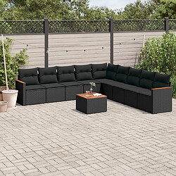 Maison Chic Salon de jardin 10 pcs avec coussins, Ensemble Tables et chaises d'extérieur noir résine tressée -GKD734538