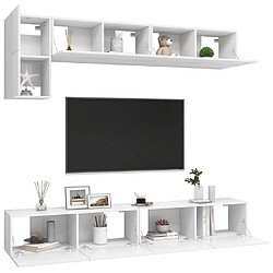 Avis Maison Chic Ensemble de meubles TV 5 pcs | Banc TV Moderne pour salon | Meuble de Rangement - Blanc Aggloméré -MN57439