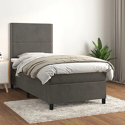 Maison Chic Structures de lit + matelas,Lit à sommier tapissier et matelas pour Chambre Gris foncé 80x200 cm Velours -MN31294