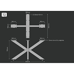 Acheter Bcelec 407004-B Support pied de table SPIDER en acier noir 85x85x71 Châssis de table Piétement meuble Pied en croix