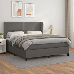 vidaXL Sommier à lattes de lit avec matelas Gris 160x200 cm Similicuir