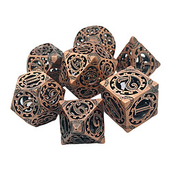 Avis 7pcs Métal Creux Jeu DND Dés Steampunk Roue Dentée Pour RPG MTG Cuivre Rouge