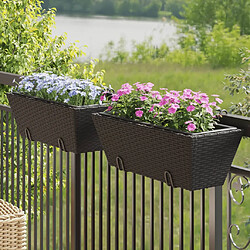 vidaXL Jardinières avec crochets 2 pcs noir résine tressée