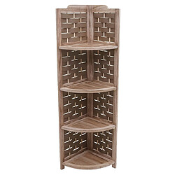 Decoshop26 Étagère d'angle pliable avec 4 niveaux en bois marron 110 cm treillis décoratif en polyéthylène 04_0008637