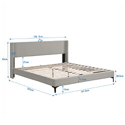 Avis ComfortXL Lit Double Avec Tête De Lit Rembourrée, Cadre En Lin Gris, 180 X 200cm