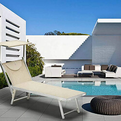 Beach And Garden Design Bain de soleil chaises longue transats Lits de plage piscine aluminium jardin Santorini 20 pcs, Couleur: Beige