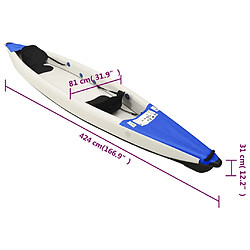 vidaXL Kayak gonflable bleu 424x81x31 cm polyester pas cher