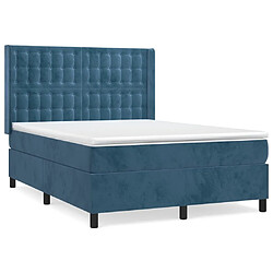 Maison Chic Lit Adulte - Lit simple Lit à sommier tapissier et matelas moelleux - Meuble de Chambre - Bleu foncé 140x190cm Velours -MN21039