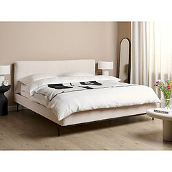 Beliani Lit double en tissu beige crème 180 x 200 cm CORIO