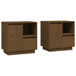 Maison Chic Lot de 2 Tables de chevet - Tables de Nuit Marron miel 50x34x50cm Bois de pin massif