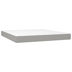 Maison Chic Structures de lit + matelas,Lit à sommier tapissier avec matelas Gris clair 160x200cm Tissu -MN76550 pas cher