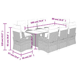 Acheter vidaXL Ensemble à manger de jardin et coussins 9 pcs mélange beige