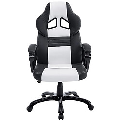 Decoshop26 Fauteuil de bureau gaming sur roulettes mécanisme d'inclinaison en PVC noir / blanc et plastique 10_0002594