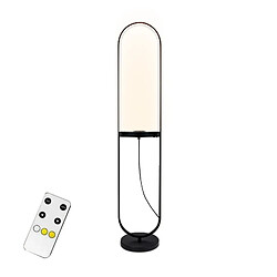 NETTLIFE Lampadaire Salon Led sans fil Rechargeable - Dimmable Télécommande Étagère avec port USB Lampadaire pied Noir Métal Lampe d'étagère