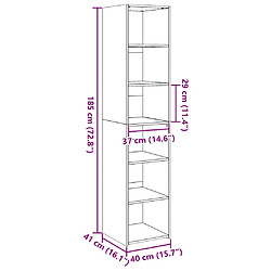 vidaXL Buffet haut blanc 40x41x185 cm bois d'ingénierie pas cher