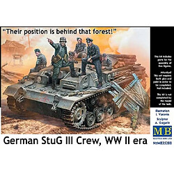 Master Box Figurine Mignature German Stug Iii Crew, Wwii Era.their Position Is Behind That Forest