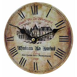 L'Héritier Du Temps Horloge Murale Pendule Ronde en Bois et Papier Grand Vin de Bourgogne 4x16x16cm