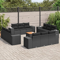 Maison Chic Salon de jardin avec coussins 13 pcs | Ensemble de Table et chaises | Mobilier d'Extérieur noir résine tressée -GKD18427