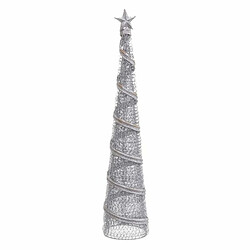 BigBuy Christmas Décorations de Noël Argent Métal Conique 10 x 10 x 50 cm