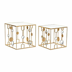 Set de 2 Tables Gigognes DKD Home Decor Miroir Doré Métal (50 x 50 x 50 cm) (2 pcs)