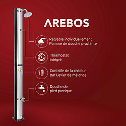 AREBOS 37L Douche Solaire Pomme de Douche Ronde avec Plaque de Base Argent/Noir pas cher