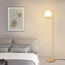 NETTLIFE Lampadaire doré industriel avec interrupteur au pied, design métallique en verre blanc, lampe sur pied E27 vintage, câble de 2 mètres