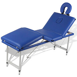 Avis vidaXL Table pliable de massage Bleu 4 zones avec cadre en aluminium