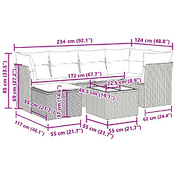 vidaXL Salon de jardin avec coussins 7 pcs beige résine tressée pas cher